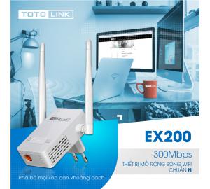 Bộ Mở Rộng Sóng Wifi Chuẩn N Totolink EX200 V2 Trắng kích thước nhỏ gọn, dễ dàng bố trí tại ổ cắm bấ