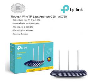 Router Wifi Băng Tần Kép TP-Link Archer C20 đen 