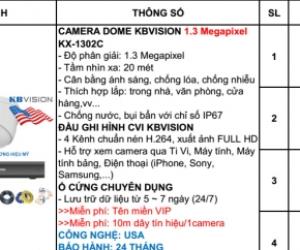 trọn bộ camera kbvision 1.3 megapixel