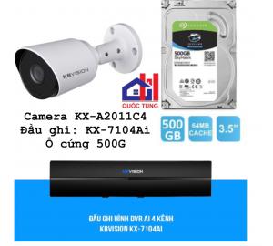 Trọn bộ 4 camera Kbvision 2.0M KX-A2011C4 chính hãng kèm đầu ghi hình, ổ cứng và đầy đủ phụ kiện