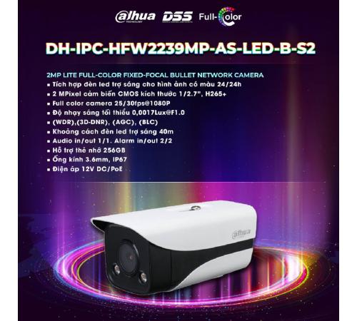 Camera IP Full-Color 4MP DAHUA DH-IPC-HFW2439MP-AS-LED-B-S2