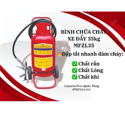 Bình chữa cháy dạng bột ABC có xe đẩy 35kg-MFZ35 chuyên dùng cho cây xăng, kho xưởng,...