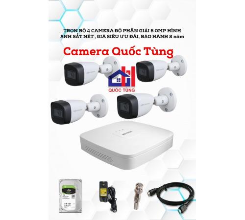 TRỌN BỘ 4 CAMERA 5.0MP CHO HÌNH ẢNH SIÊU NÉT, HỒNG NGOẠI 80M, BẢO HÀNH 2 NĂM , GIÁ SIÊU ƯU ĐÃI